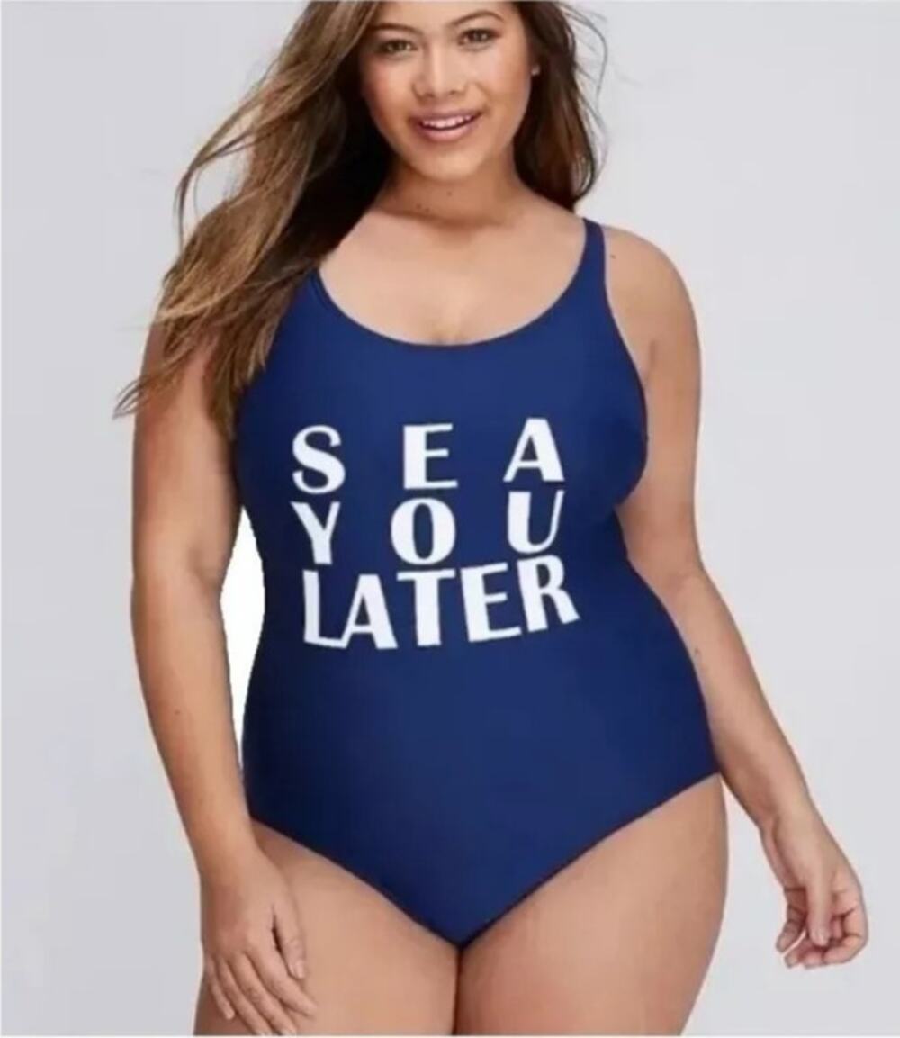 [Lane Bryant] Swim by Cacique Blue Sea You Later One Piece Tank Swimsuit Size 16